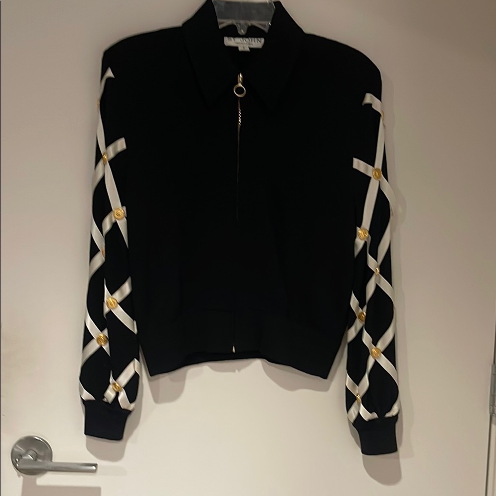 St. John Black and Gold Bomber Jacket